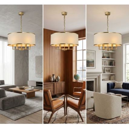 Open Design OR80230 - Żyrandol na łańcuchu CASA 6xE14/15W/230V kremowy/mosiądz