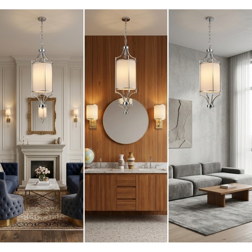 Open Design OR80551 - Żyrandol na łańcuchu LUNGA 1xE27/15W/230V błyszczący chrom/biały