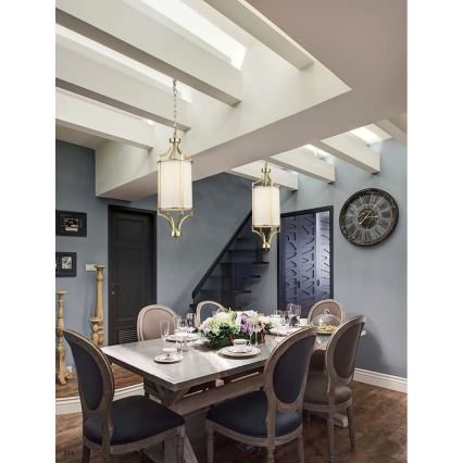 Open Design OR80568 - Żyrandol na łańcuchu LUNGA 1xE27/15W/230V mosiądz/biały