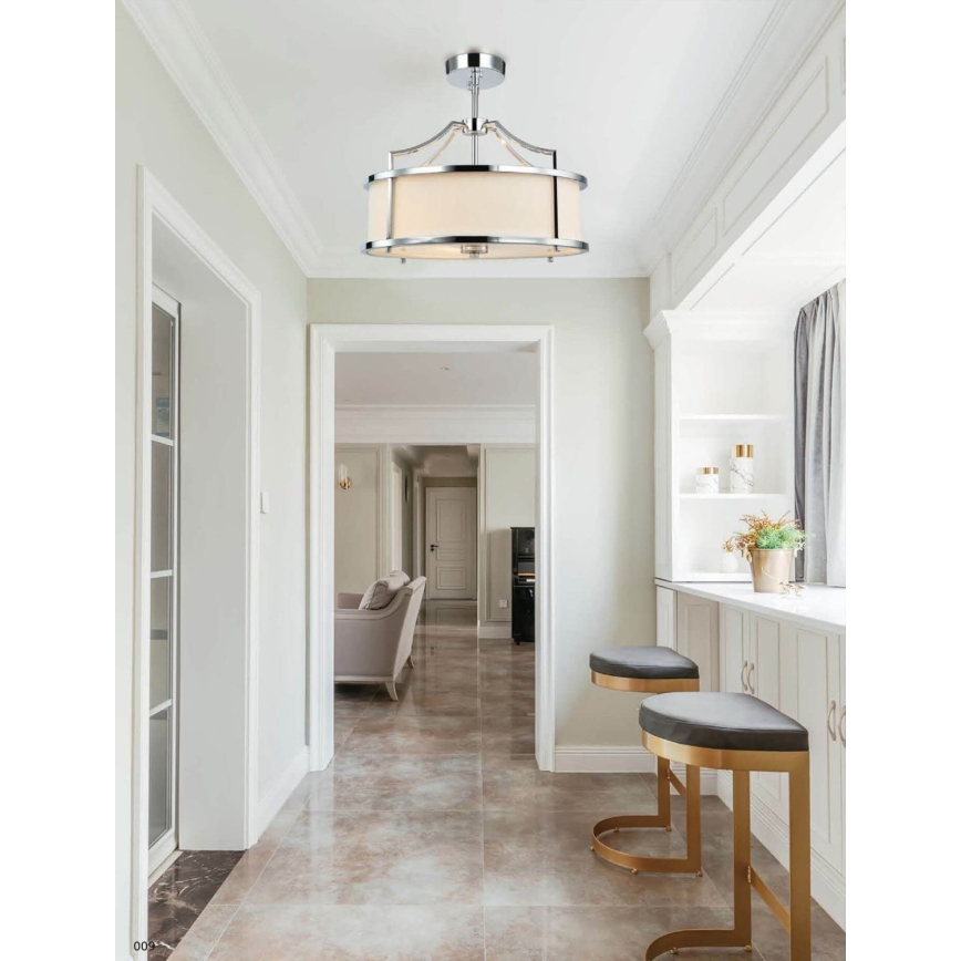 Open Design OR80872 - Żyrandol na pręcie STANZA 4xE27/15W/230V śr. 55 cm błyszczący chrom/biały