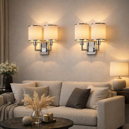 Open Design OR81497 - Kinkiet CASA 2xE14/12W/230V błyszczący chrom/kremowy
