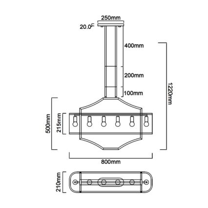 Open Design OR84856 - Żyrandol na pręcie GERDO OVALE 6xE14/12W/230V mosiądz/biały