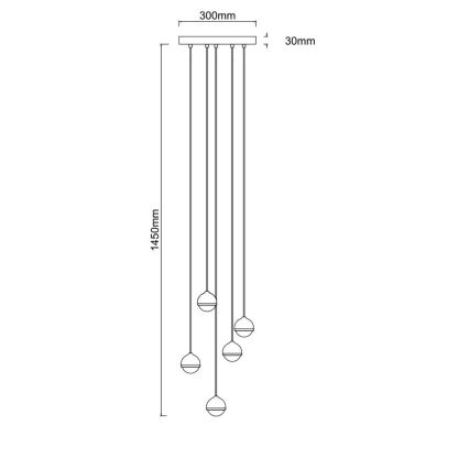 Open Design OR85518 - Żyrandol LED na linkach BOLICINA 5xLED/5W/230V złoty/czarny
