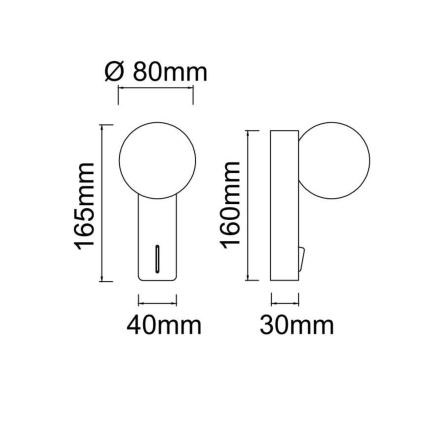 Open Design OR85570 - Kinkiet BOLETTA 1xG9/8W/230V czarny