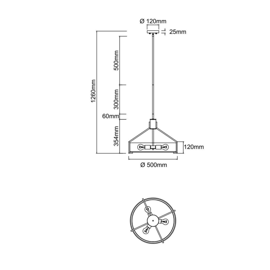Open Design OR85648 - Żyrandol na pręcie DORETTO 4xE27/15W/230V śr. 50 cm brązowy/beżowy