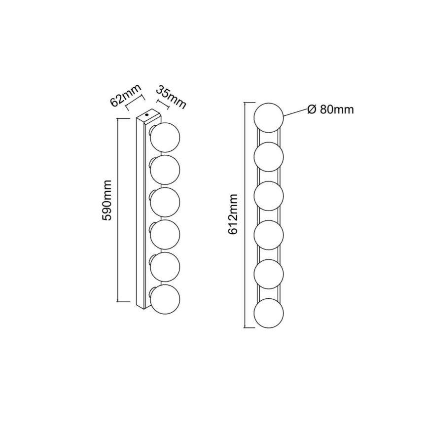 Open Design OR85686 - Kinkiet łazienkowy MERINO 6xG9/8W/230V 61 cm IP44 mosiądz