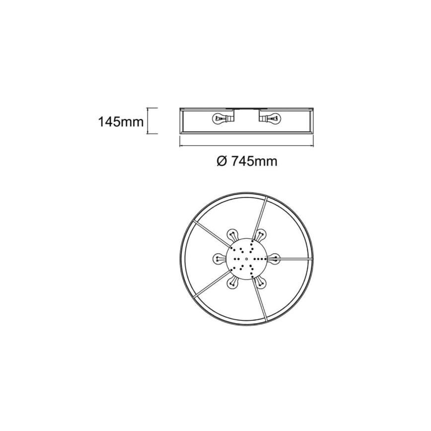 Open Design OR86591 - Lampa sufitowa ZALINDRO 6xE27/15W/230V średnica 74,5 cm czarna