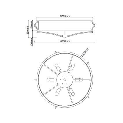 Open Design OR86614 - Lampa sufitowa STESSO 6xE27/12W/230V śr. 85 cm brązowa
