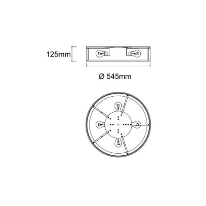 Open Design OR86621 - Lampa sufitowa ZALINDRO 4xE27/15W/230V śr. 54,5 cm czarny/złoty