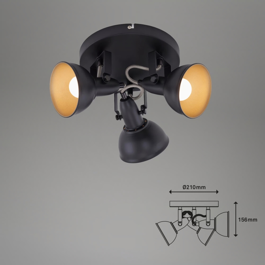 Oprawa punktowa 3xE14/40W/230V czarna