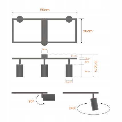 Oprawa punktowa 3xGU10/30W/230V biała