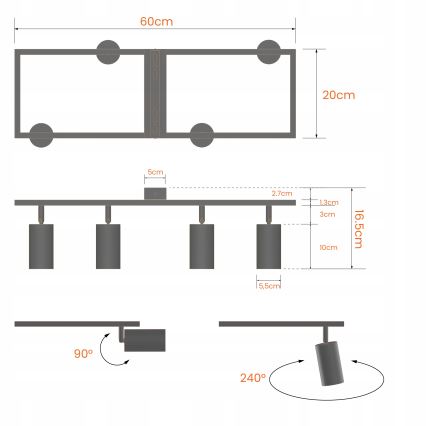 Oprawa punktowa 4xGU10/30W/230V biała