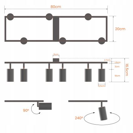 Oprawa punktowa 6xGU10/30W/230V biała