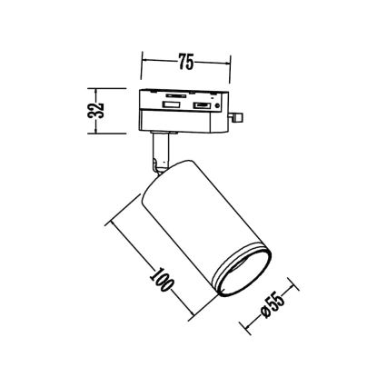 Oprawa punktowa do jednofazowego systemu szynowego PIPE 1xGU10/10W/230V czarna