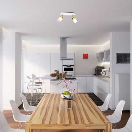 Oprawa punktowa JOKER 2xGU10/25W/230V biała/złota