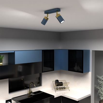 Oprawa punktowa JOKER 2xGU10/25W/230V niebiesko-złota