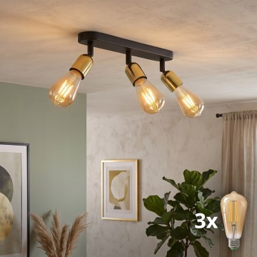 Oprawa punktowa LED TOP 3xE27/15W/230V czarna/złota