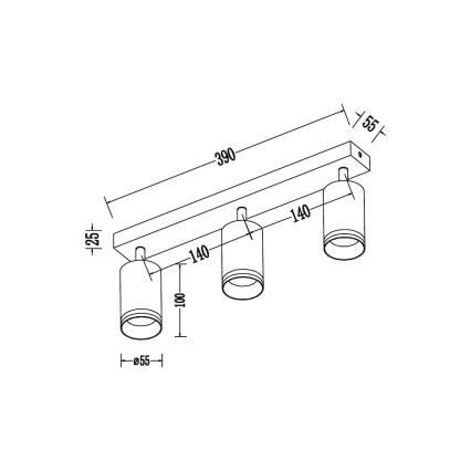 Oprawa punktowa PIPE 3xGU10/10W/230V czarna