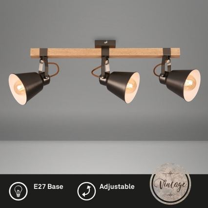 Oprawa punktowa RETRO 3xE27/40W/230V brązowa