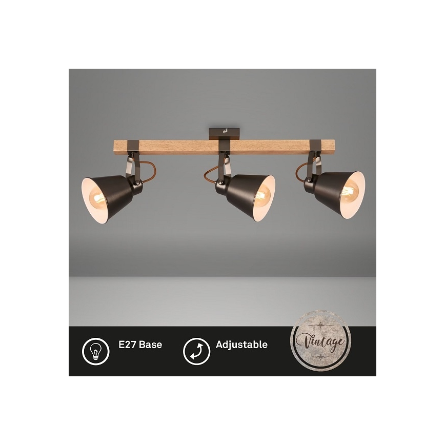 Oprawa punktowa RETRO 3xE27/40W/230V brązowa