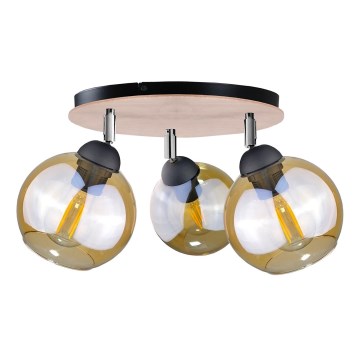 Oprawa punktowa THEA WOOD 3xE27/60W/230V śr. 30 cm