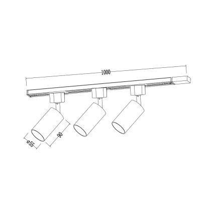 Oprawa punktowa w systemie szynowym TIGER 3xGU10/10W/230V czarna