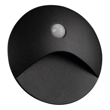 Oprawa schodowa LED z czujnikiem ruchu i zmierzchu EXIN LED/2,5W/230V 3000K IP65 czarna okrągła