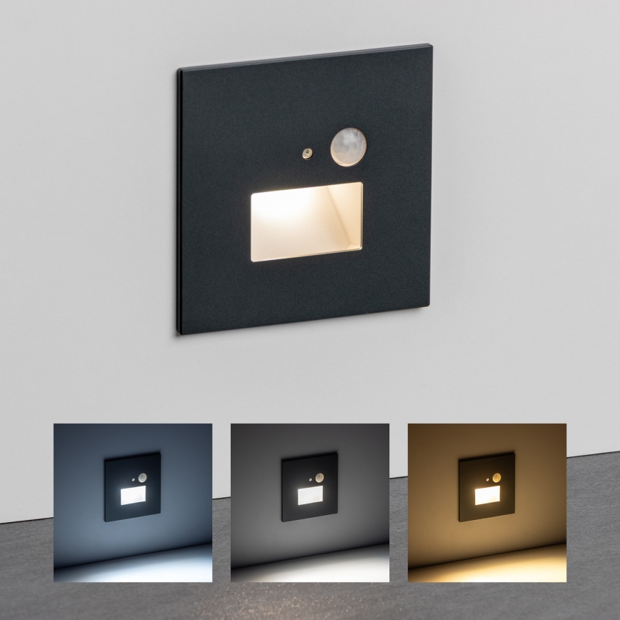 Oprawa schodowa LED z czujnikiem ruchu i zmierzchu LED/1,5W/230V 3000/4000/6500K antracyt