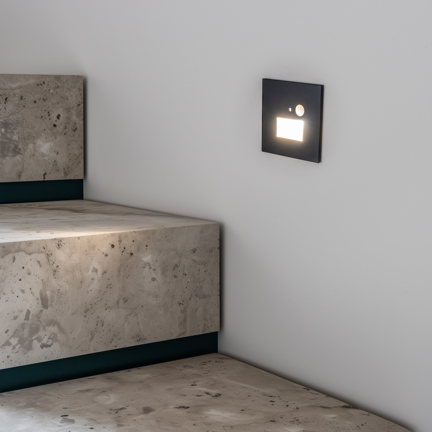 Oprawa schodowa LED z czujnikiem ruchu i zmierzchu LED/1,5W/230V 3000/4000/6000K antracyt