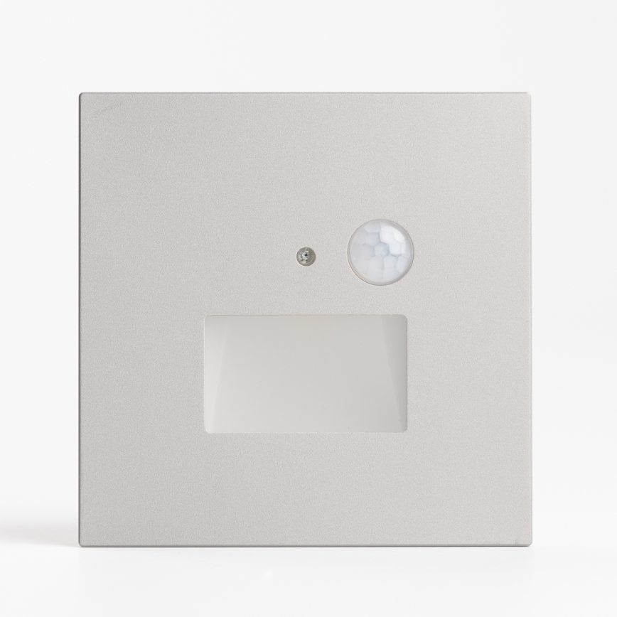 Oprawa schodowa LED z czujnikiem ruchu i zmierzchu, 1,5W/230V, 3000/4000/6000K, szara