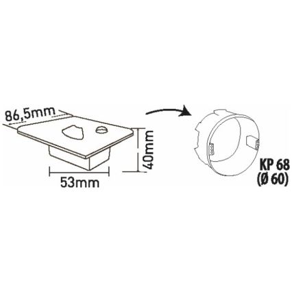 Oprawa schodowa LED z czujnikiem ruchu i zmierzchu, 1,5W/230V, 3000/4000/6000K, szara