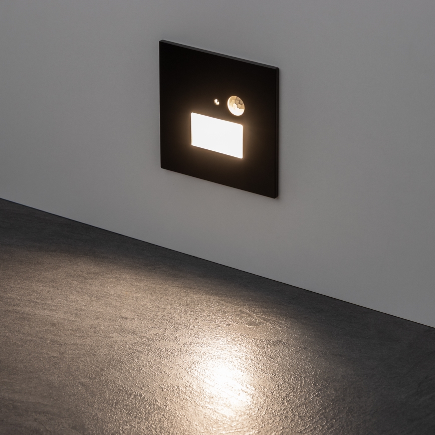 LED oprawa schodowa z czujnikiem ruchu i zmierzchu LED/1,5W/230V 3000/4000/6500K czarna