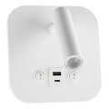 Oprawa ścienna punktowa LED z portem USB, 8W, 230V, 3000K, biała