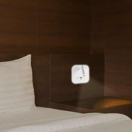Oprawa ścienna punktowa LED z portem USB, 8W, 230V, 3000K, biała