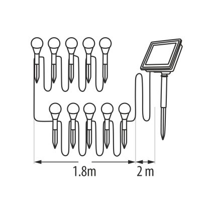 Oprawa solarna LED RGB 10xLED/1,2V 300 mAh IP44 czarna