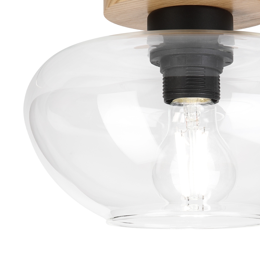 Oprawa sufitowa FLO WOOD 1xE27/15W/230V dąb/przezroczysta śr. 22 cm