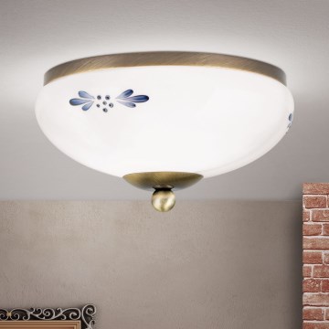 Oprawa sufitowa LANDHAUS 1xE27/60W/230V śr. 21 cm brązowy/biały/niebieski