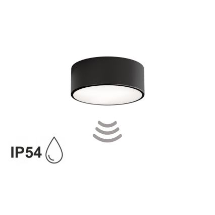 Oprawa sufitowa łazienkowa z czujnikiem CLEO, 1x E27/24W/230V, średnica 20 cm, IP54, czarna
