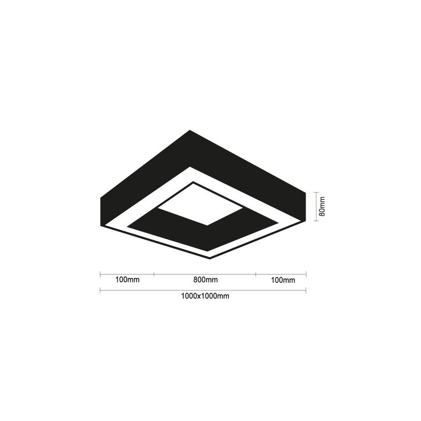Oprawa sufitowa LED/130W/230V 3000/4000/6500K 100x100 cm czarna