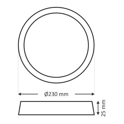 Oprawa sufitowa LED/18W/230V 3000/4000/6500K śr. 23 cm czarna