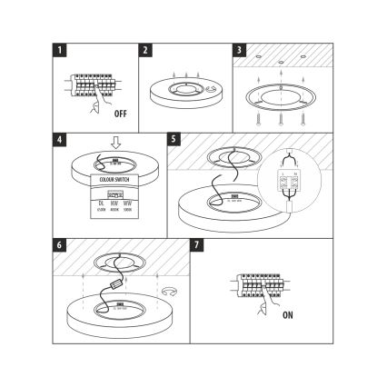 Oprawa sufitowa LED/18W/230V 3000/4000/6500K śr. 23 cm czarna