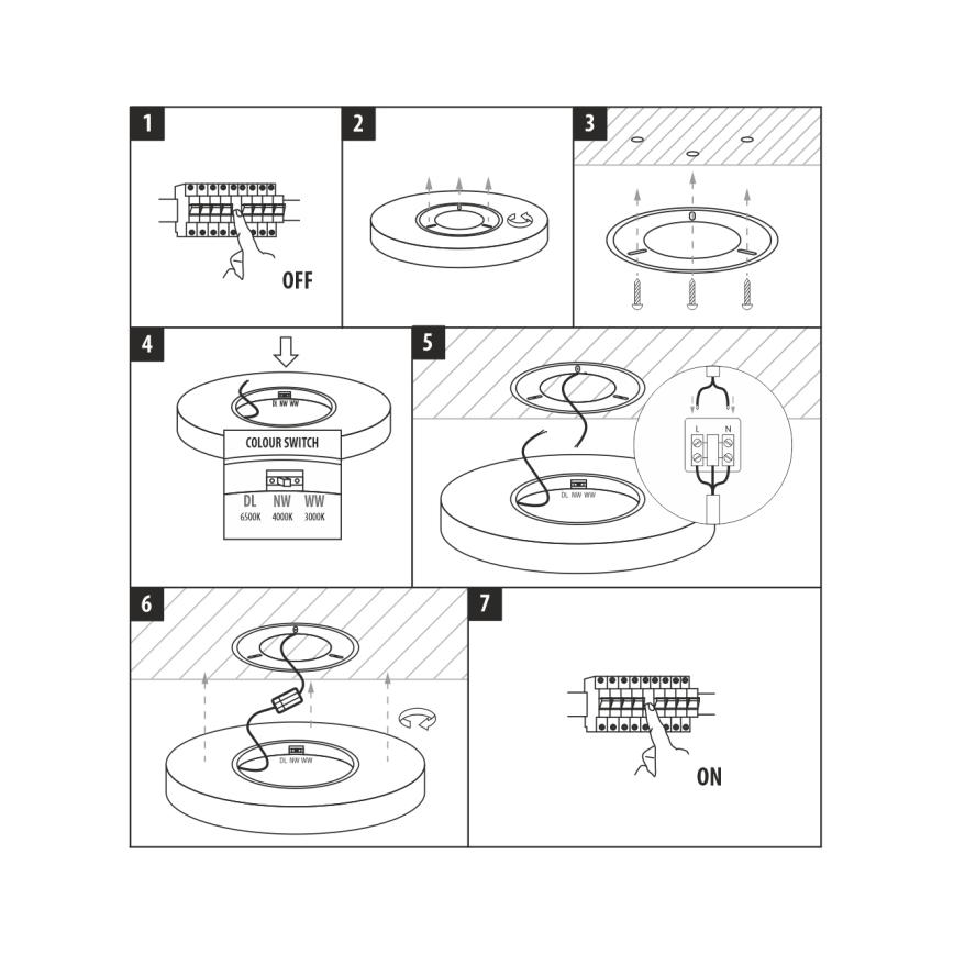 Oprawa sufitowa LED/18W/230V 3000/4000/6500K śr. 23 cm czarna