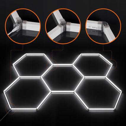 Oprawa sufitowa LED HEXAGON LED/192W/85-265V 6500K 298x209 cm CRI 90 IP54 biała