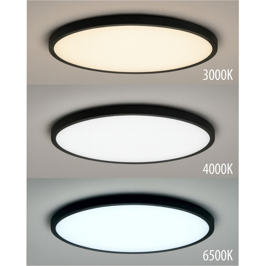 Oprawa sufitowa LED 24W/230V 3000/4000/6500K, śr. 30 cm, czarna