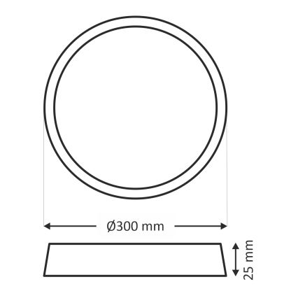 Oprawa sufitowa LED 24W/230V 3000/4000/6500K, śr. 30 cm, czarna