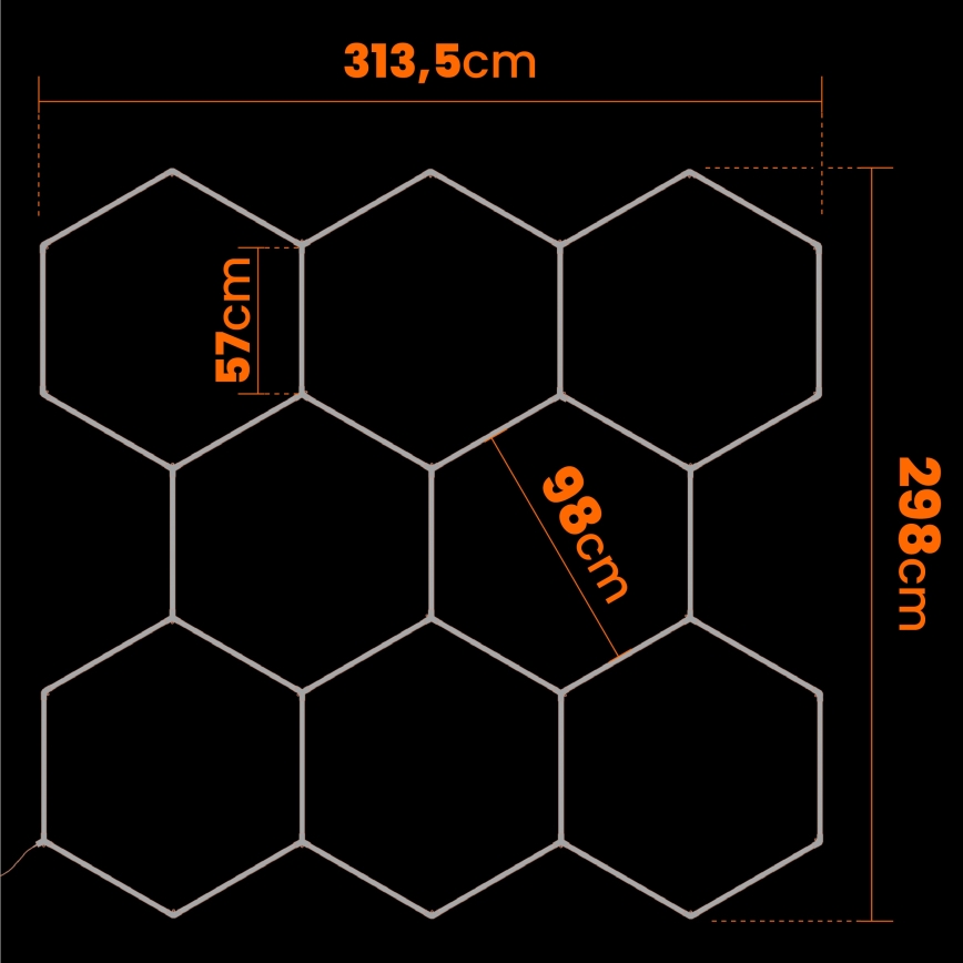 Oprawa sufitowa LED HEXAGON LED/350W/85-265V 4000K 313x298 cm CRI 90 IP44 biała