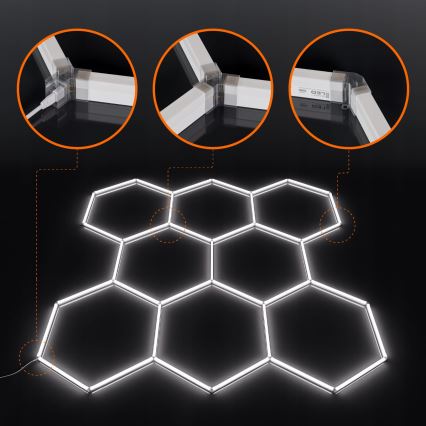 Oprawa sufitowa LED HEXAGON LED/350W/85-265V 6500K 313x298 cm CRI 90 IP44 biała