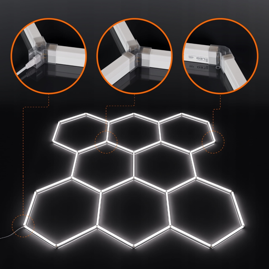 Oprawa sufitowa LED HEXAGON LED/350W/85-265V 6500K 313x298 cm CRI 90 IP44 biała