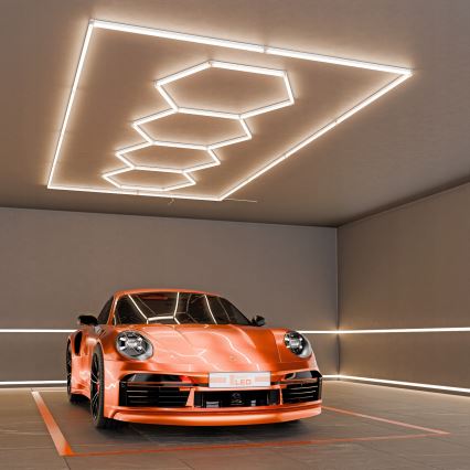 Oprawa sufitowa HEXAGON LED/384W/85-265V 4000K 484x243 cm CRI 90 IP54 biała