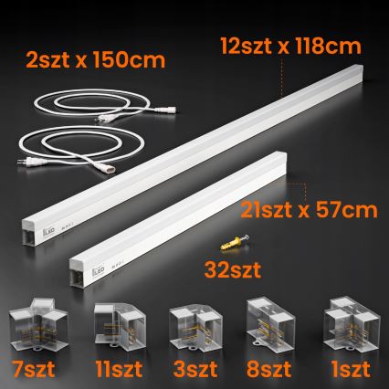 Oprawa sufitowa HEXAGON LED/384W/85-265V 4000K 484x243 cm CRI 90 IP54 biała